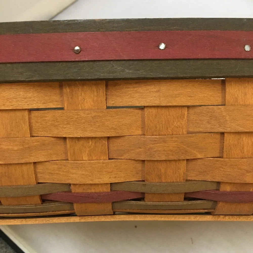 Workshops Gerald E Henn Woven Basket Decor Brown Green Red Rectangle Cottagecore